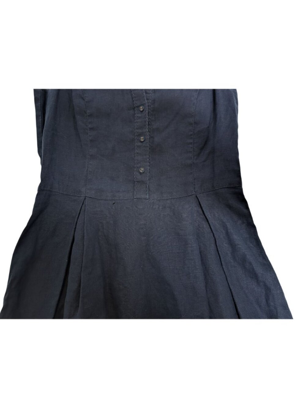 Tommy Hilfiger Linen Womens Navy Sleeveless Midi Dress Button Front & Collar Siz - Picture 9 of 14